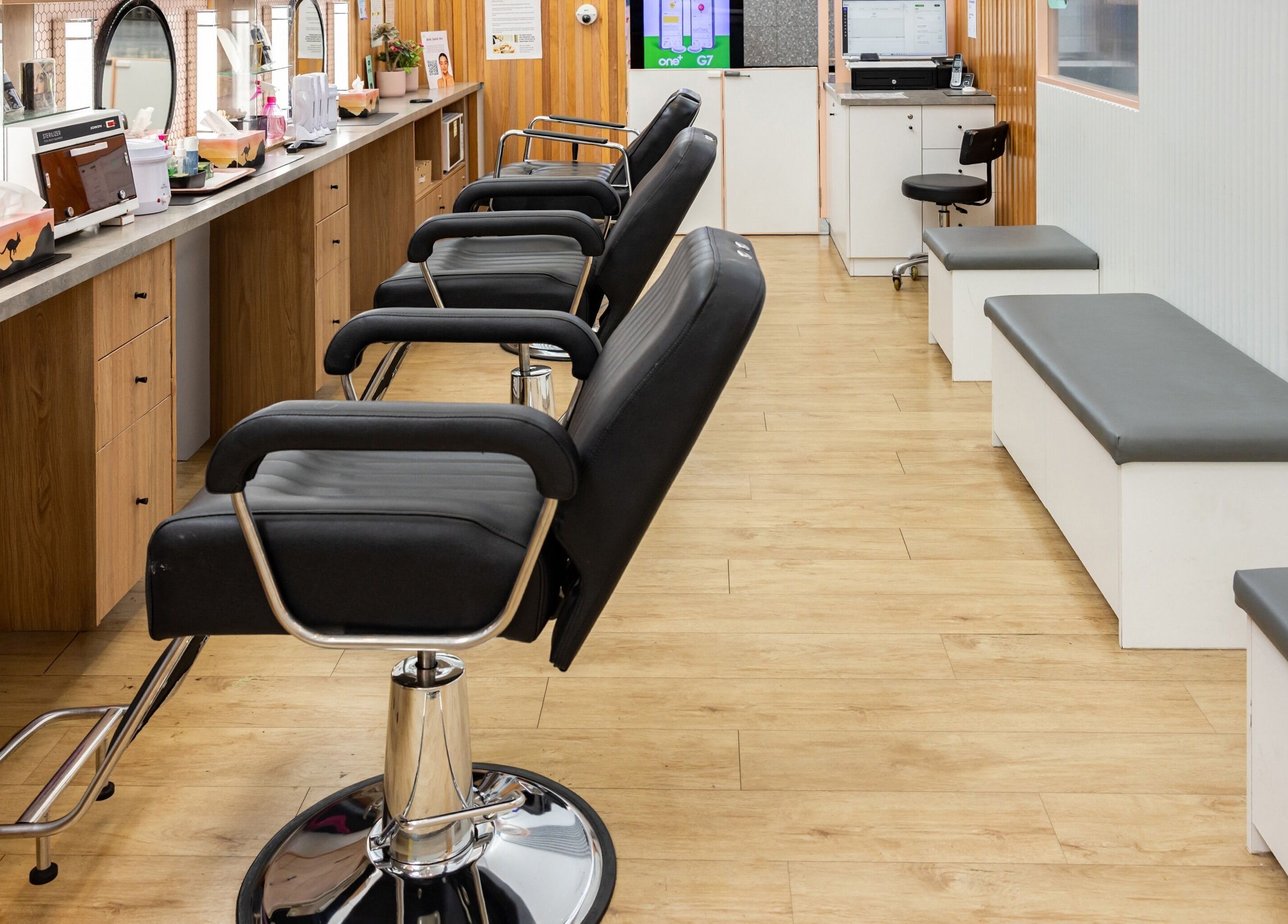 Chic salon chairs at Grace Threading - Orion Springfield Central, Springfield Central, Queensland, AU.