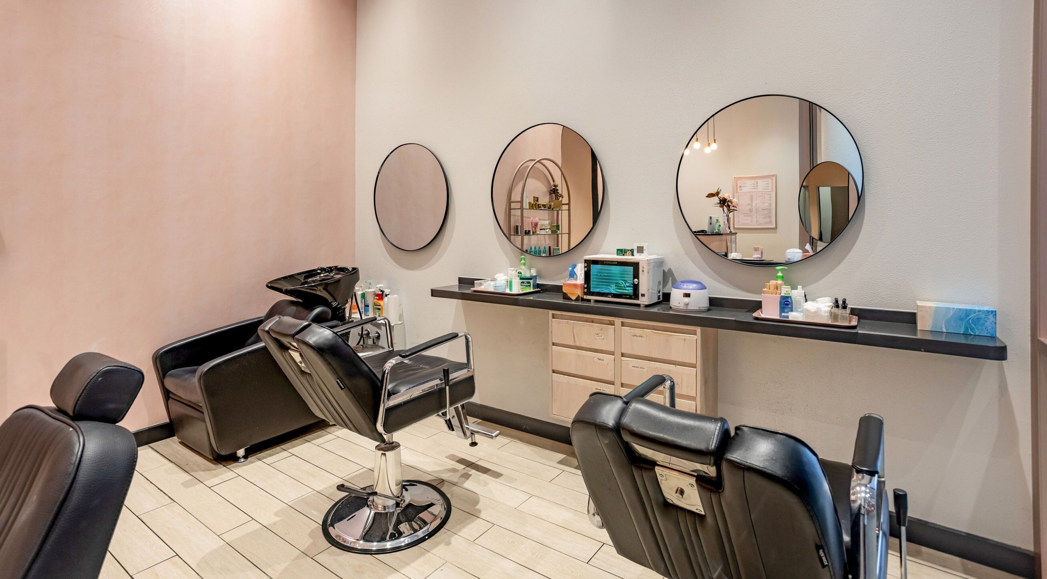 Modern salon chairs and mirrors at Grace Beauty and Threading - Westfield Coomera, Coomera, Queensland, AU.