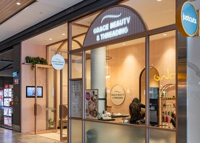 Front entrance of Grace Beauty and Threading - Westfield Coomera in Coomera, Queensland, AU showcasing a modern design.