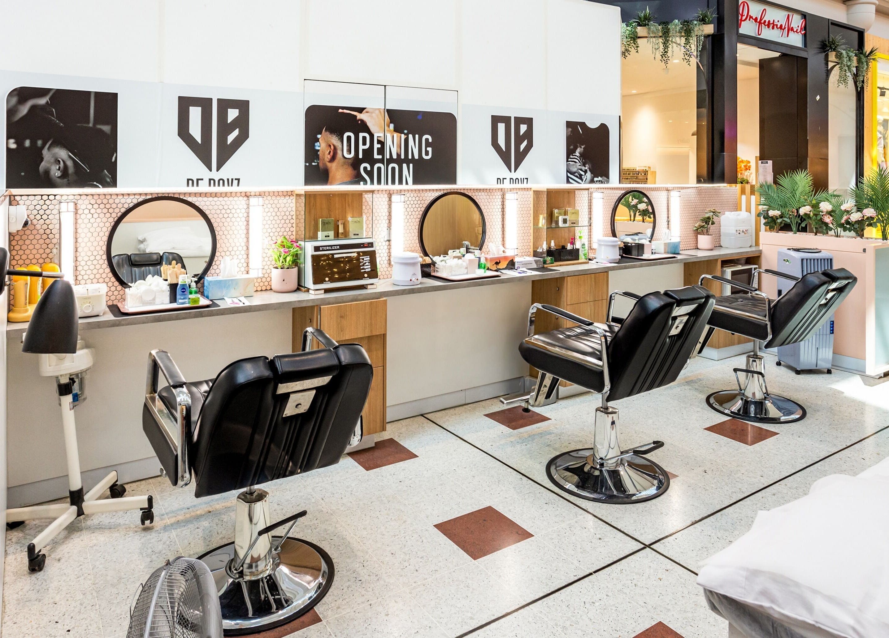 Modern chairs and beauty stations at Grace Threading - Grand Plaza, Browns Plains, Queensland, AU.