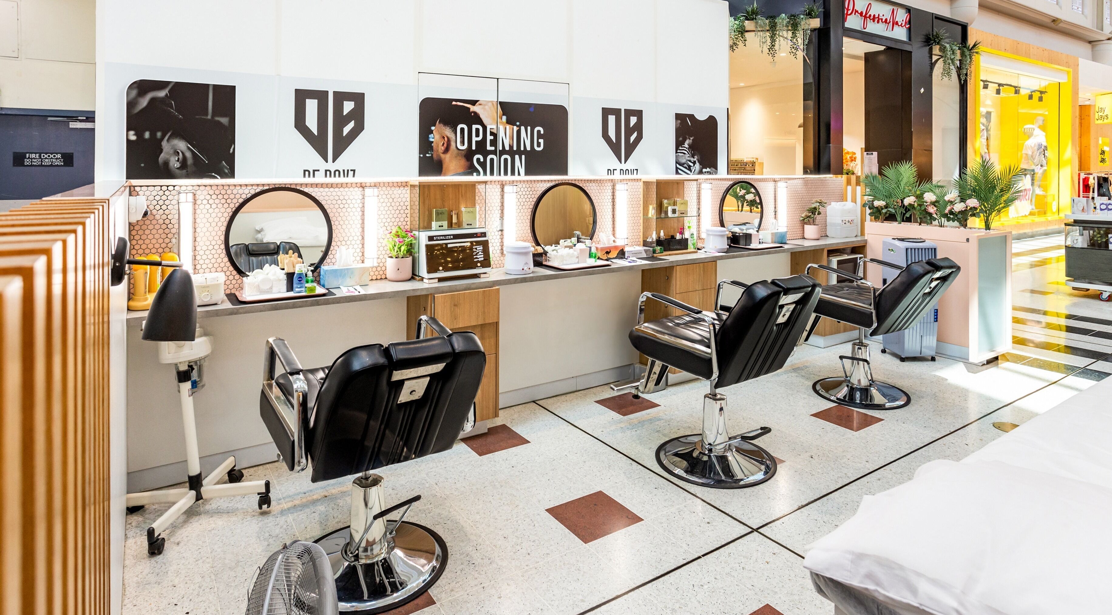 Modern chairs and beauty stations at Grace Threading - Grand Plaza, Browns Plains, Queensland, AU.