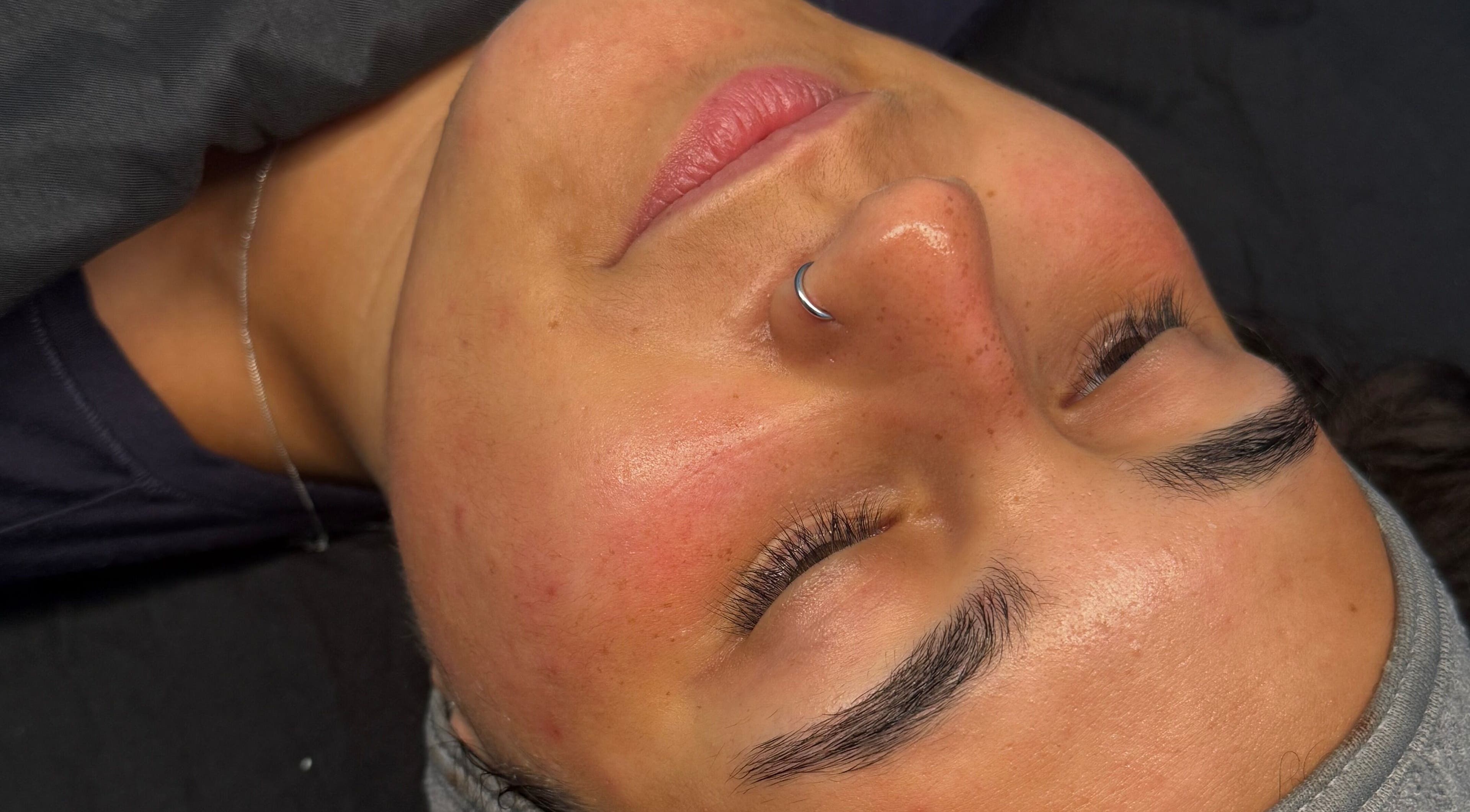 Relaxed client enjoying beauty treatment at Verve & Vogue Beauty Haus, Westgate-on-Sea, England, GB.