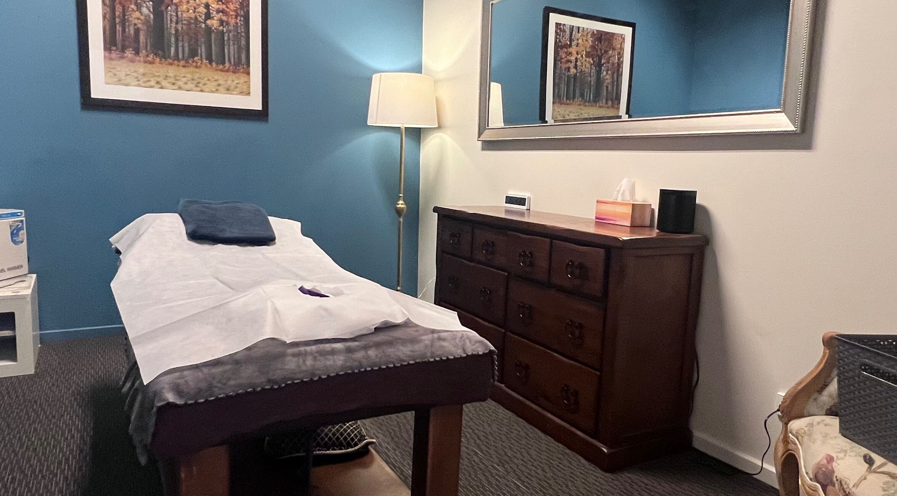 Serene massage room at Body & Balance Massage Burnie, Burnie, Tasmania, AU with a cozy table and decor.