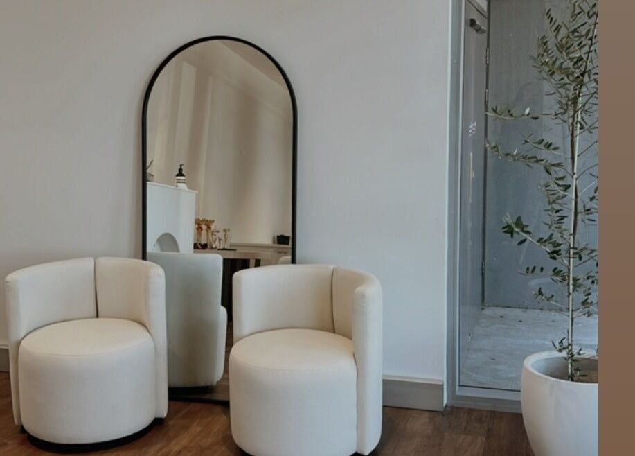 Luxurious seating and mirror at Theory Lash & Brow, Buddina, QLD, Queensland, AU.