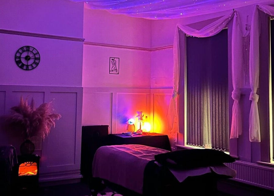 Calm, ambient spa room at Graceful Aura - Mobile Services Liverpool, Liverpool, England, GB with soft lighting.