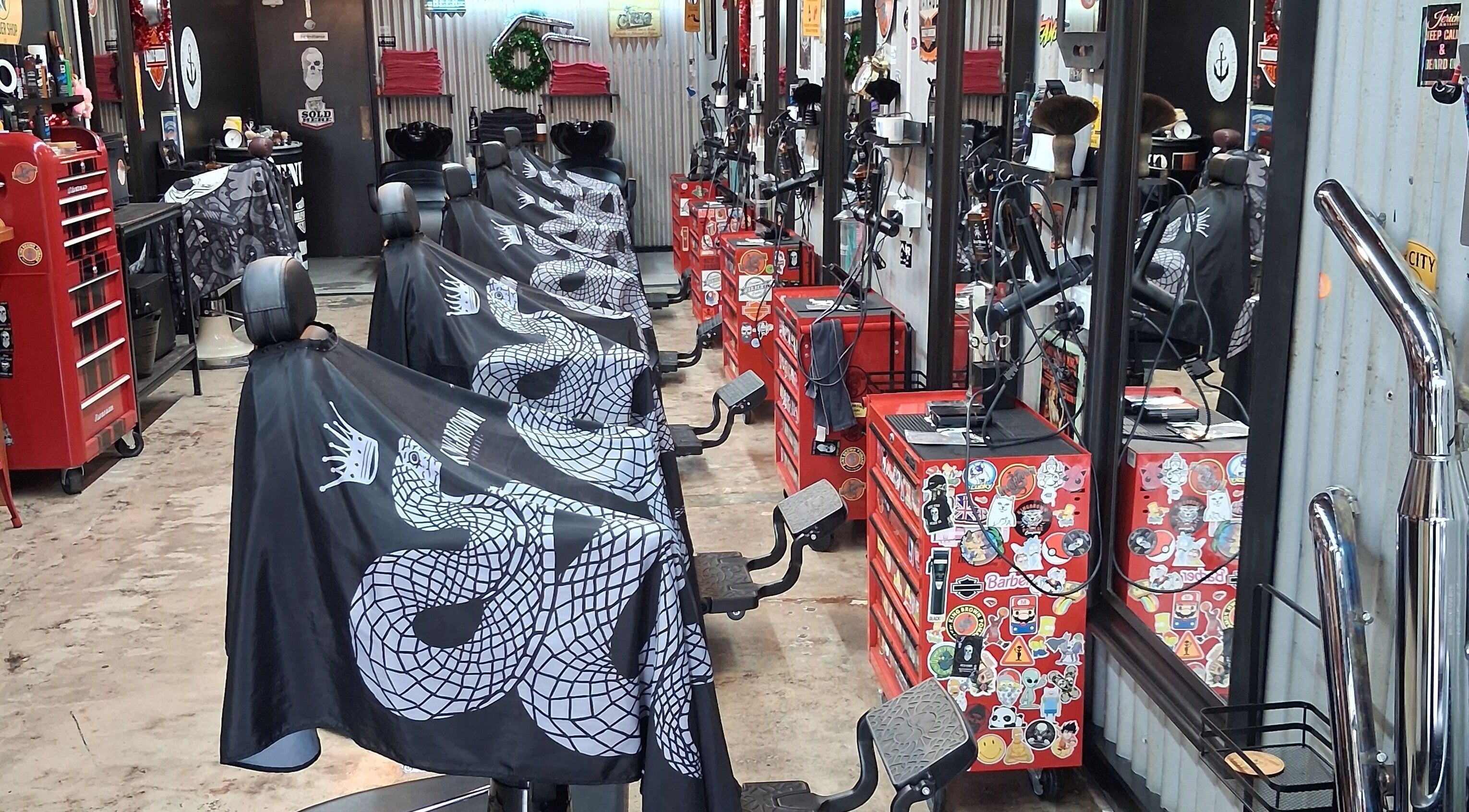 Rum City Barber Shop interior in Bundaberg, Queensland, AU, showcasing stylish barber chairs.