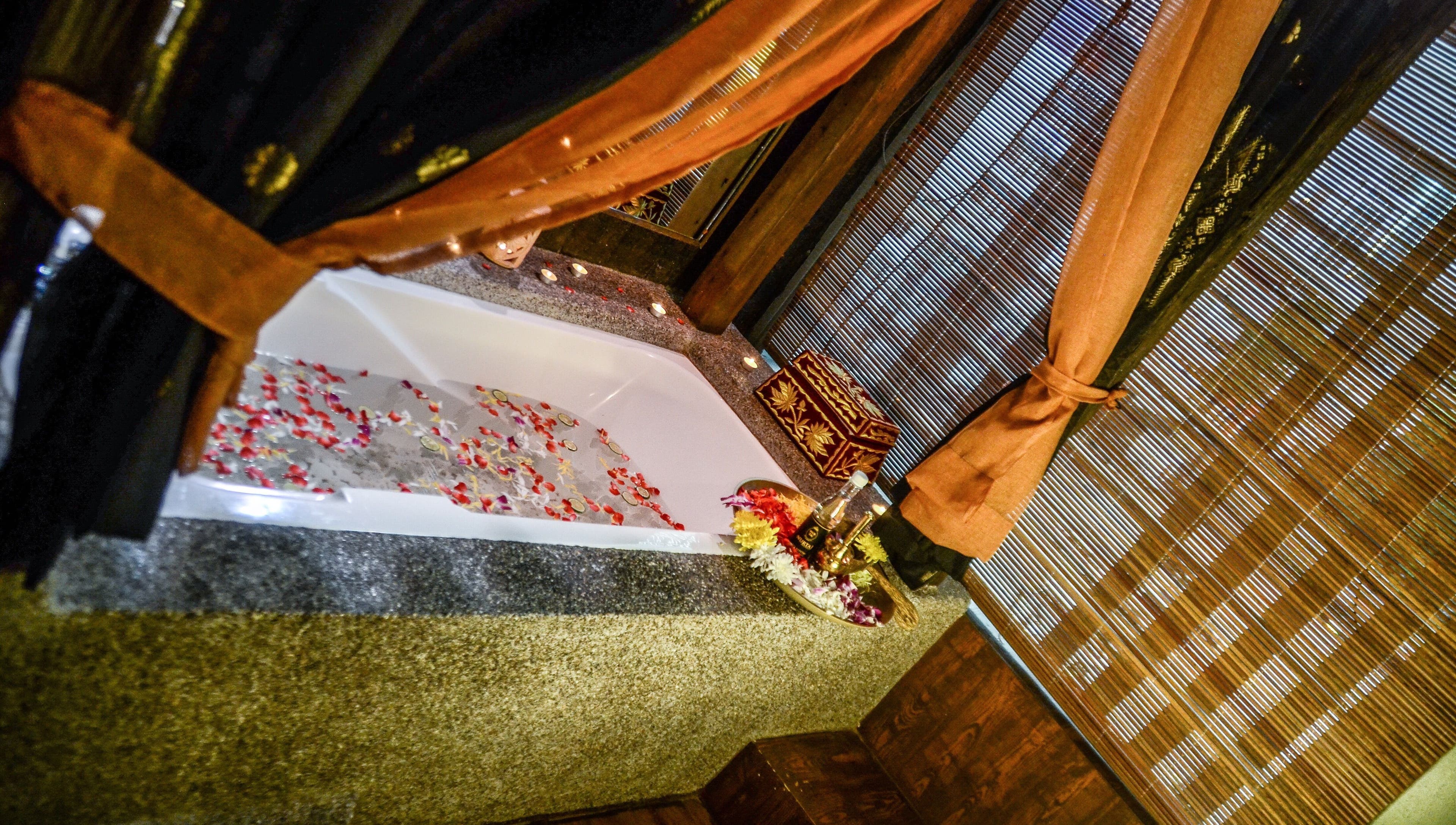 Luxurious spa bath with rose petals at Nur Taj Spa and Beauty, Kuala Lumpur, Wilayah Persekutuan Kuala Lumpur, MY.