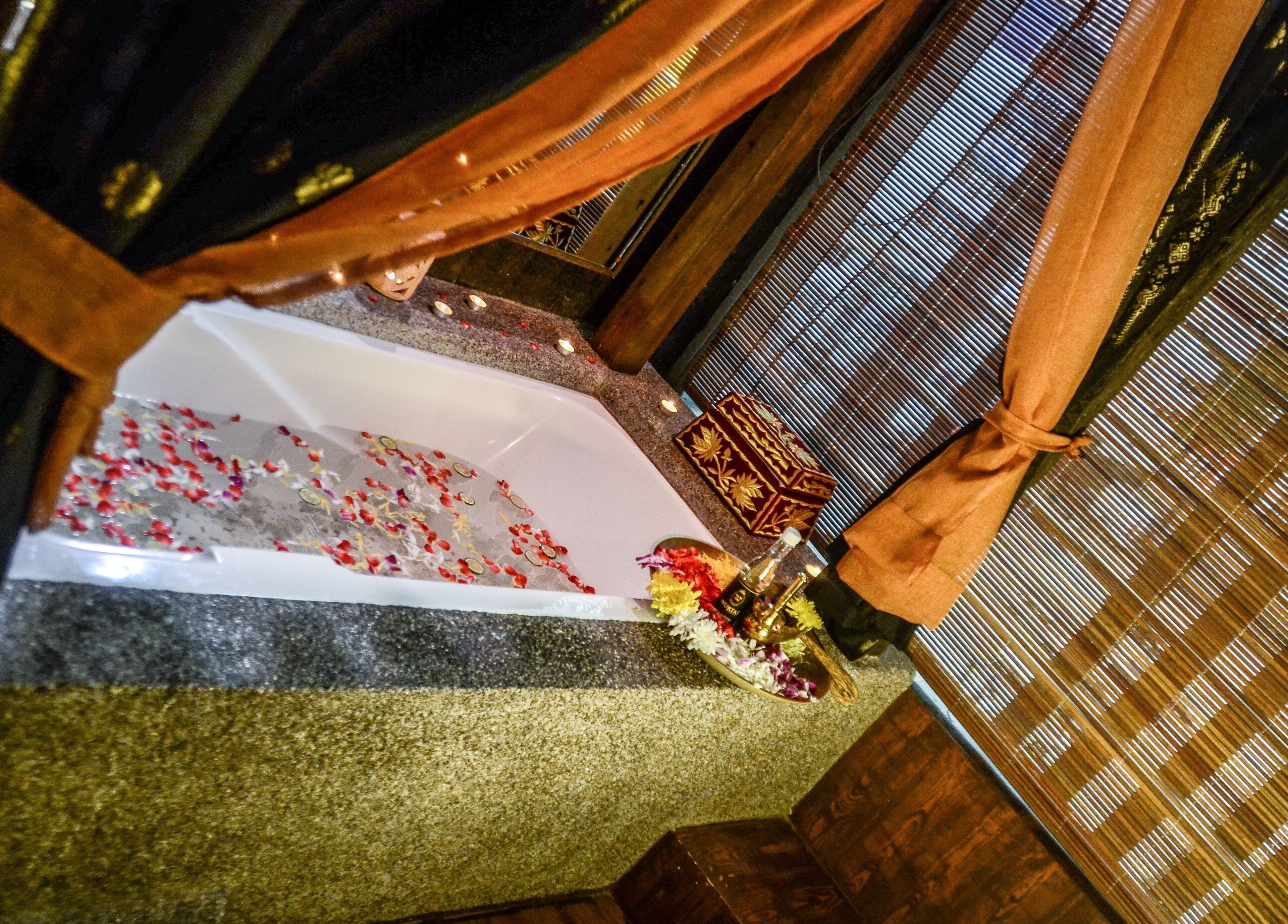 Luxurious spa bath with rose petals at Nur Taj Spa and Beauty, Kuala Lumpur, Wilayah Persekutuan Kuala Lumpur, MY.