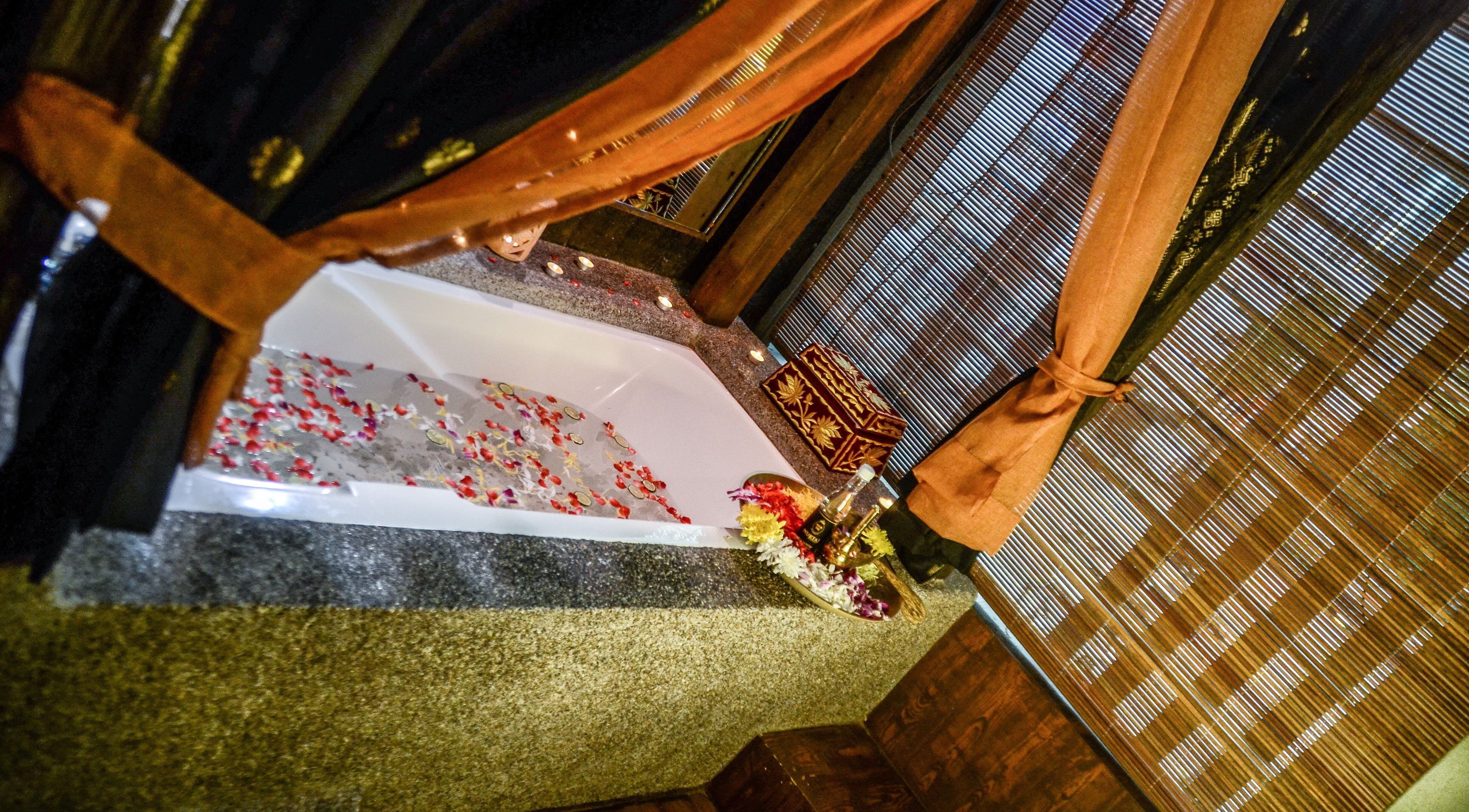 Luxurious spa bath with rose petals at Nur Taj Spa and Beauty, Kuala Lumpur, Wilayah Persekutuan Kuala Lumpur, MY.