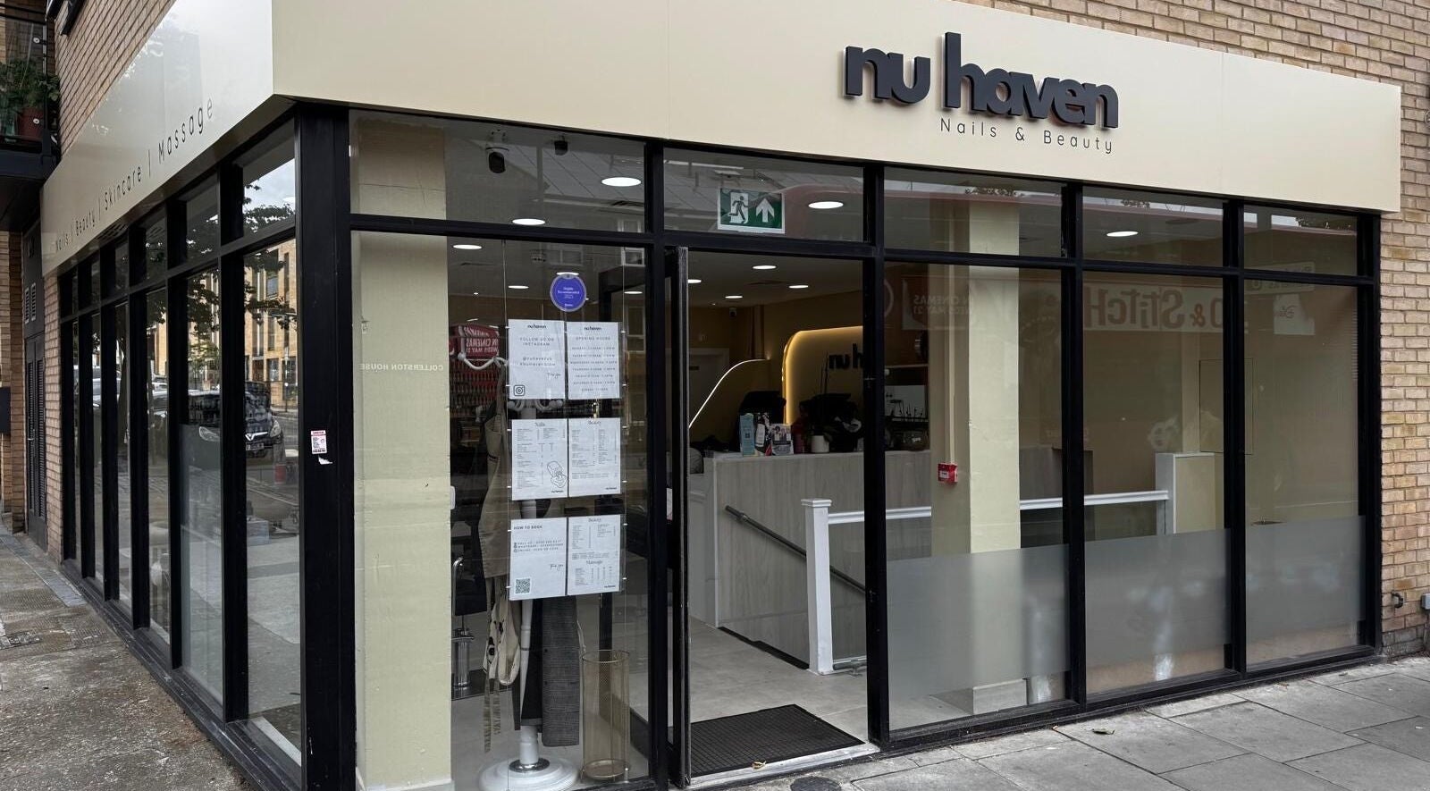 Nu Haven storefront in London, England, GB, showcasing elegant beauty services.