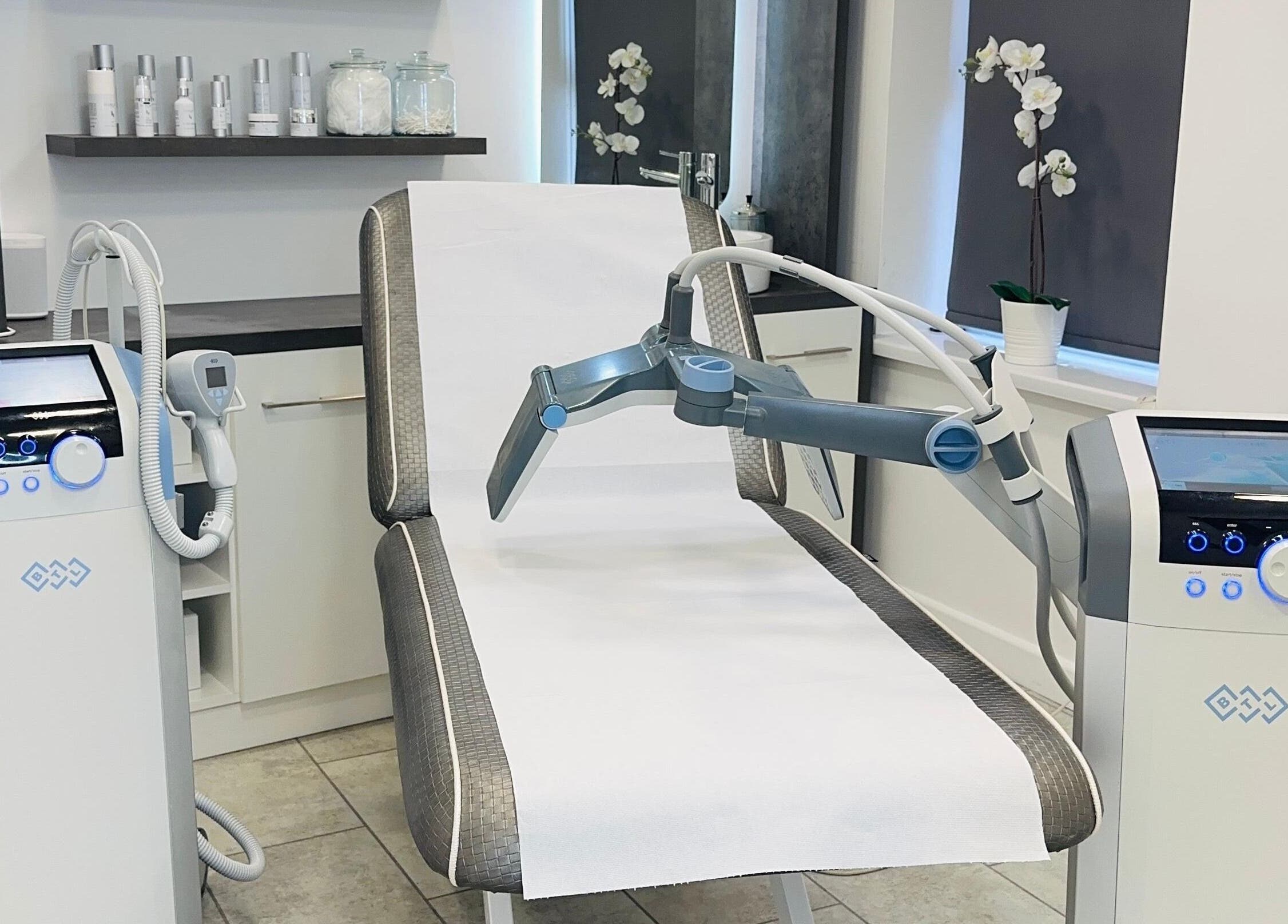Modern treatment suite at Harley Skin and Laser in Stoke-on-Trent, England, GB featuring high-tech laser equipment.