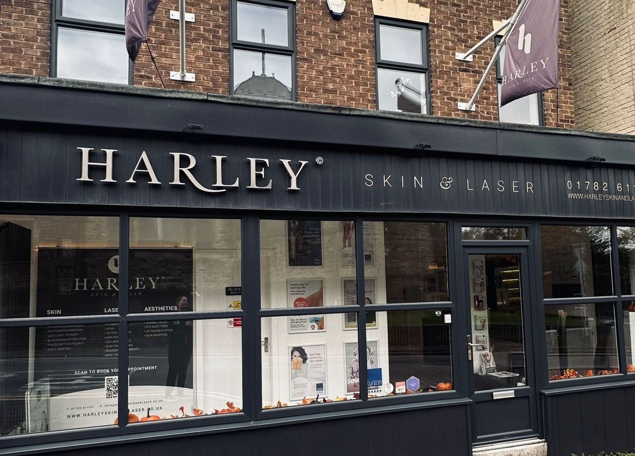 Front view of Harley Skin and Laser in Stoke-on-Trent, England, GB, showcasing modern design and clear signage.