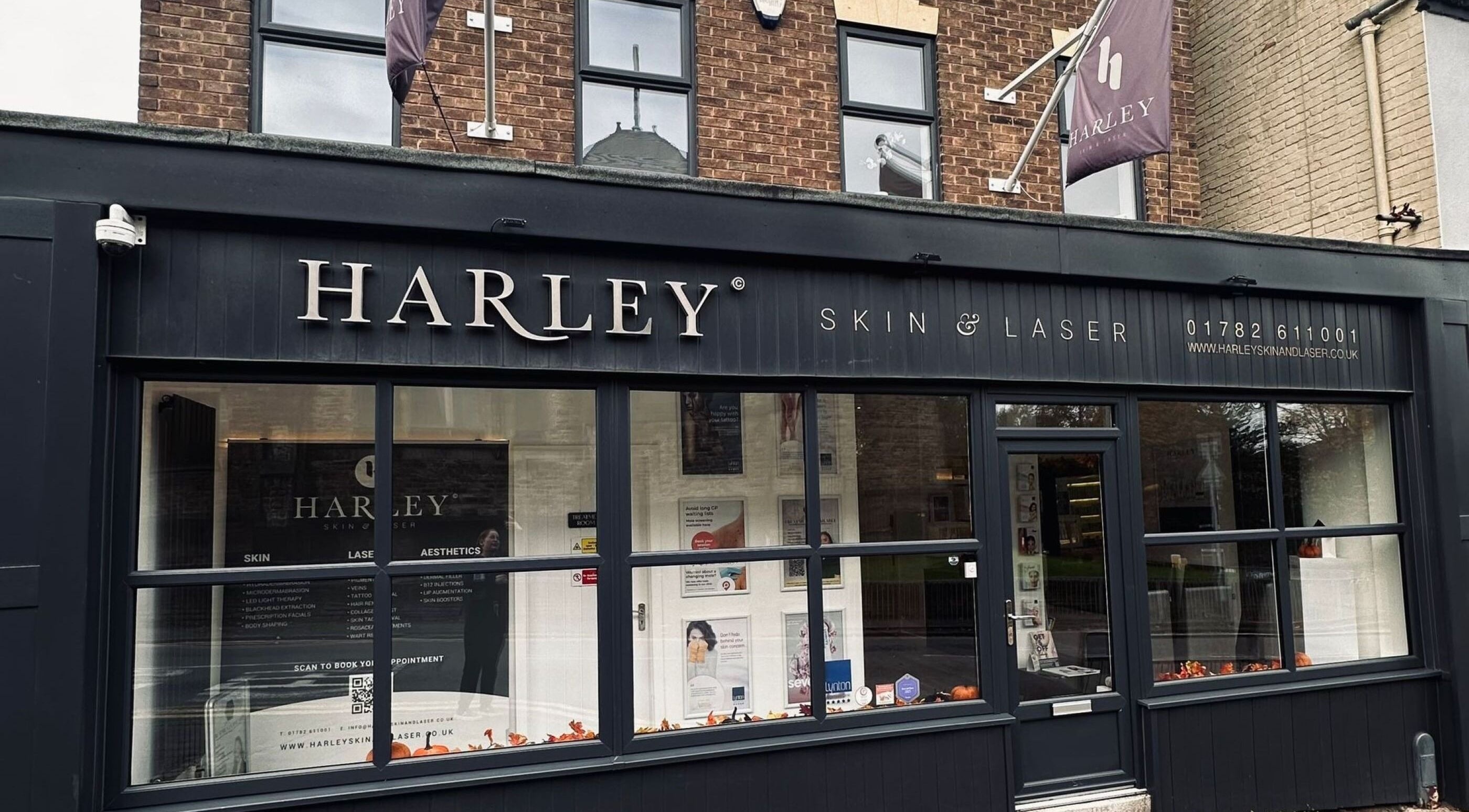 Front view of Harley Skin and Laser in Stoke-on-Trent, England, GB, showcasing modern design and clear signage.