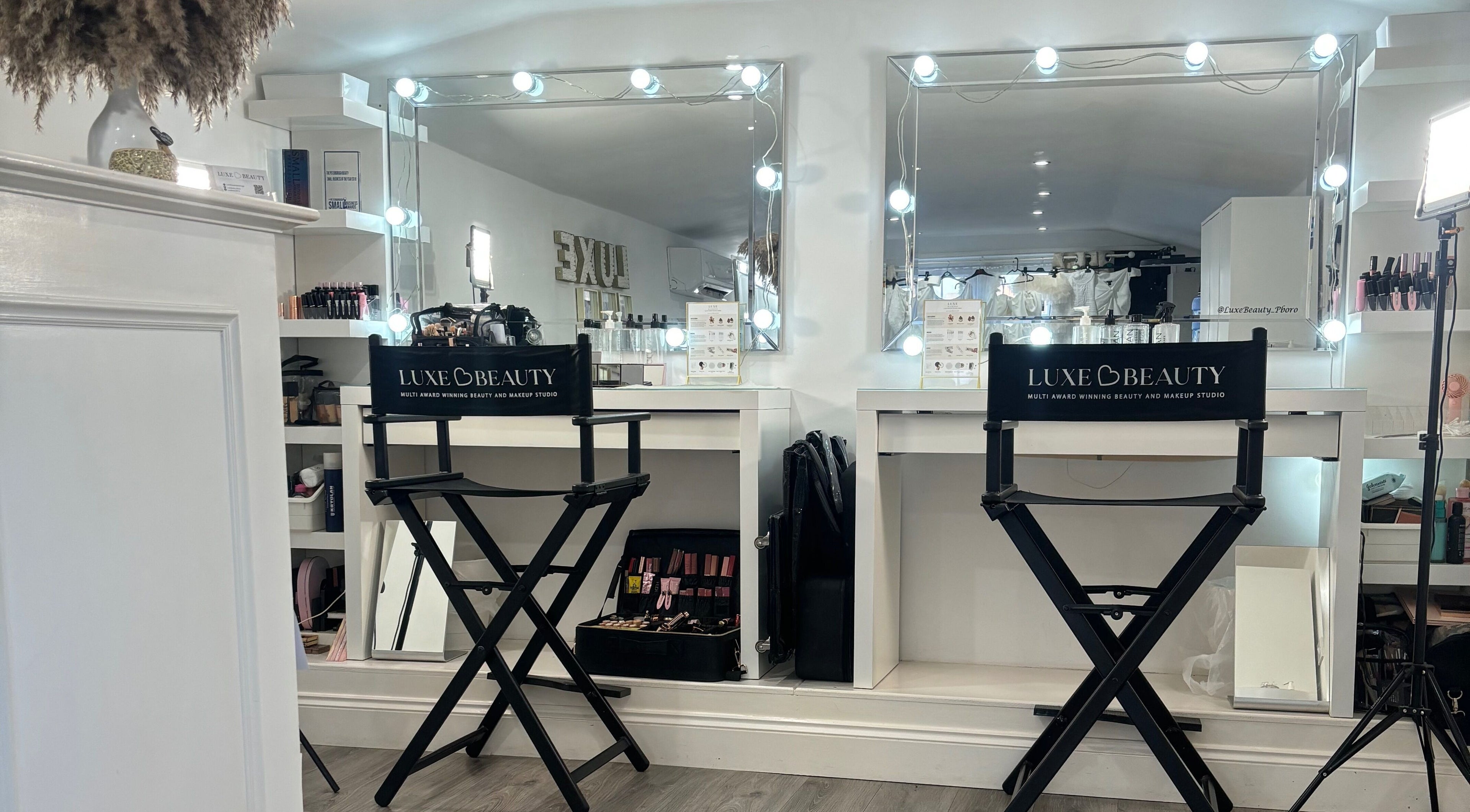 Chic makeup station at Luxe Beauty in Whittlesey, England, GB showcasing elegance and style.