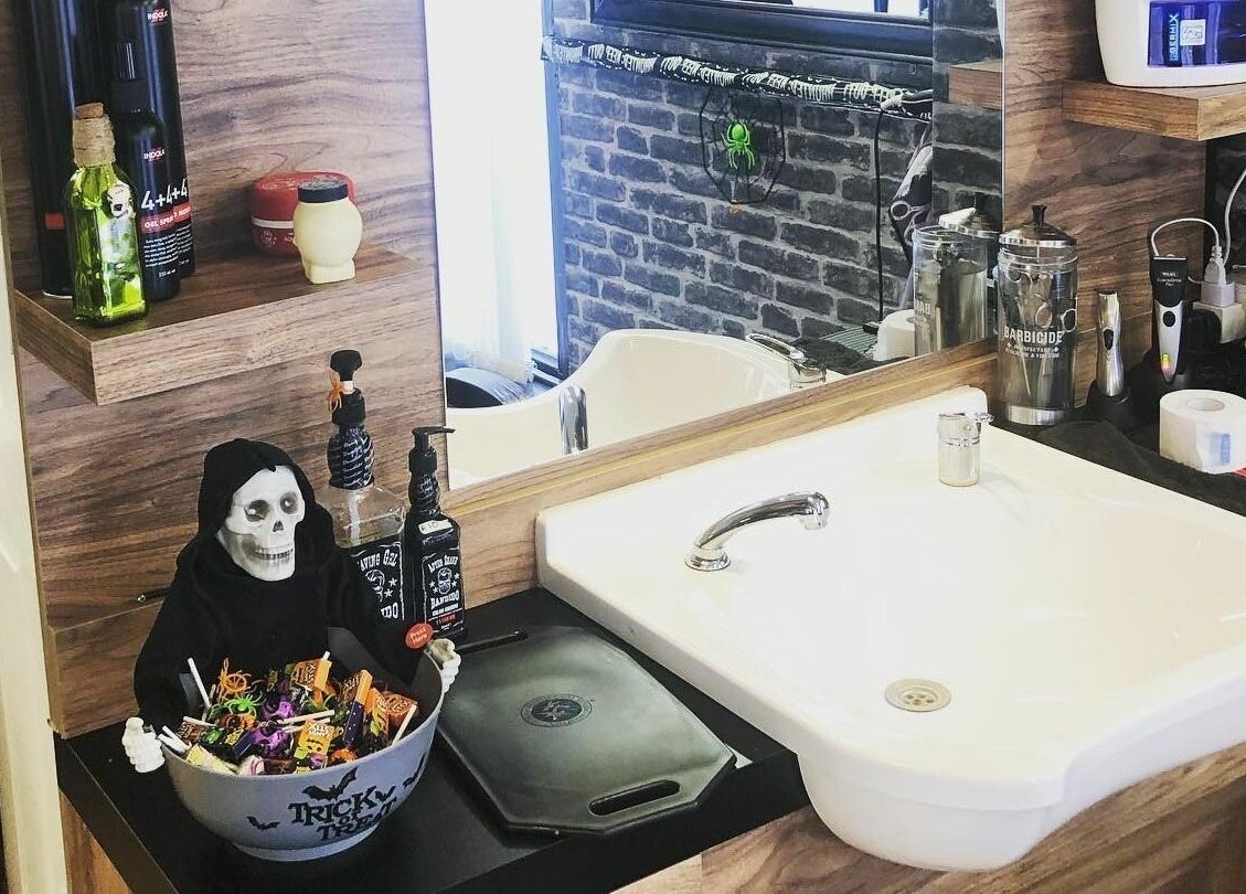 Jorge the Barbershop's stylish interior with grooming tools in Dereham, England, GB.