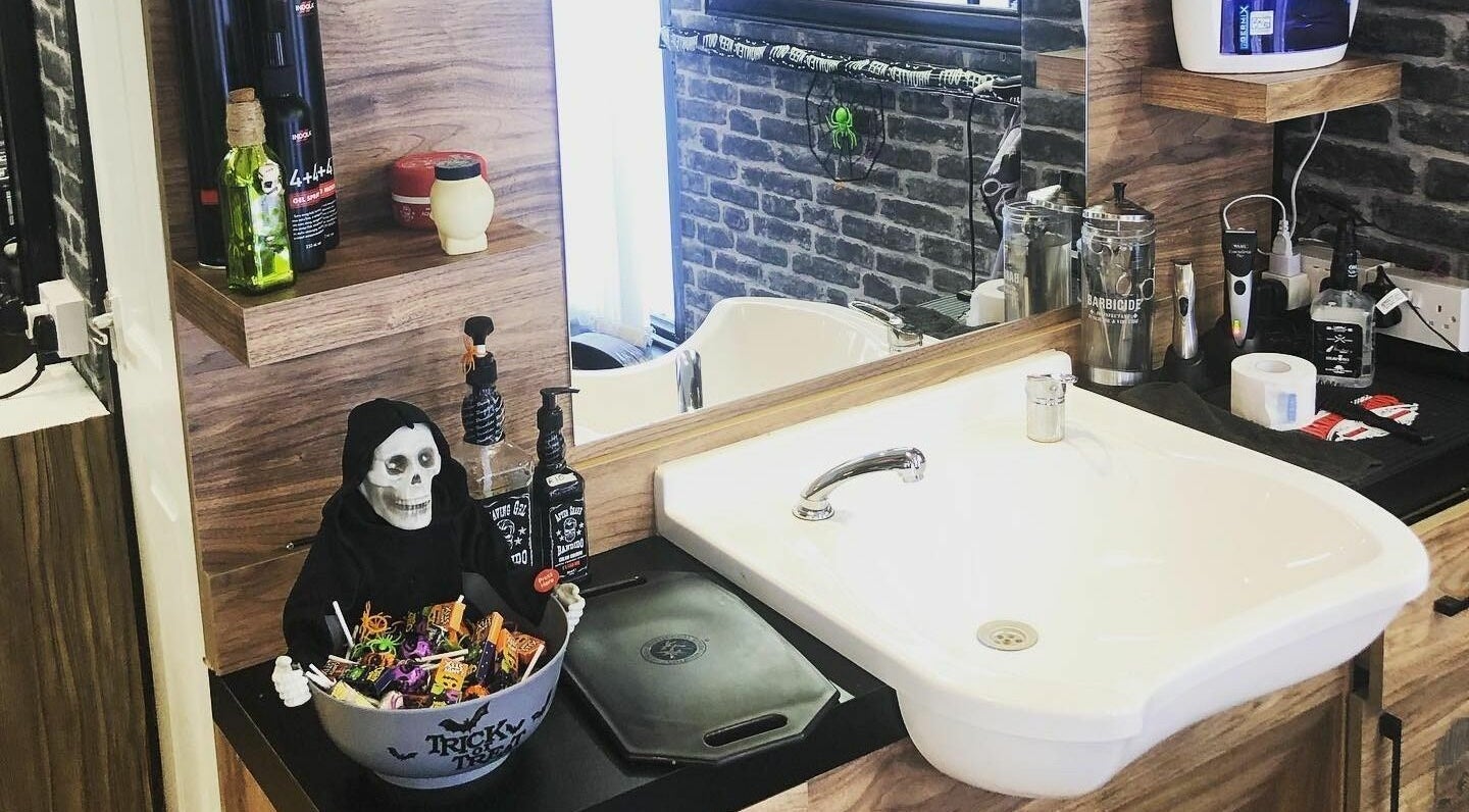 Jorge the Barbershop's stylish interior with grooming tools in Dereham, England, GB.