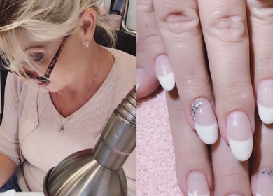 Professional nail artist creating French manicure at The Nail Room, Cape Town, Western Cape, ZA.