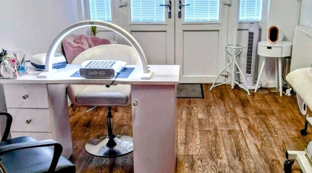Modern nail station at Just Beauty by Zoe, Houghton le Spring, England, GB, showcasing elegance and comfort.