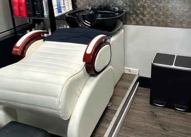 Elegant wash station at Buhf Beauty Boutique, Langley City, British Columbia, CA, perfect for a relaxing hair wash.
