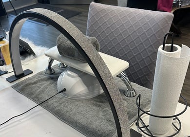 Modern manicure setup at Buhf Beauty Boutique, Langley City, British Columbia, CA.