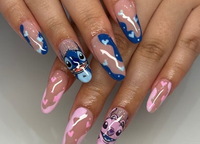Creative nail art at Groove Salon in Newtown, New South Wales, AU featuring colorful animated designs.