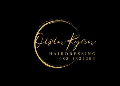 Elegant logo of Oisin Ryan Hairdressing in Midleton, County Cork, IE, featuring gold lettering on black.