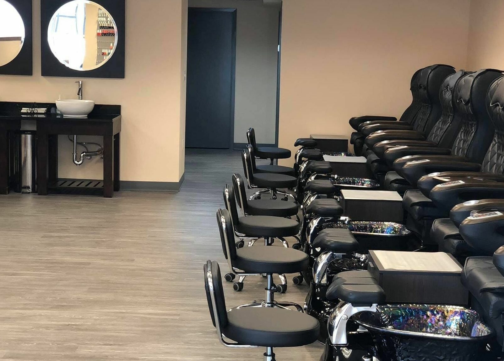 Comfortable salon seating at Orange Nail Studio in Beverly, Massachusetts, US offering top-notch nail services.