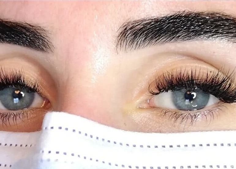 Close-up of eyelash extensions at Sarah Phillips Beauty, Kildare, County Dublin, IE.