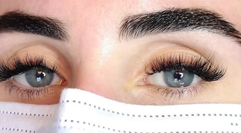 Close-up of eyelash extensions at Sarah Phillips Beauty, Kildare, County Dublin, IE.