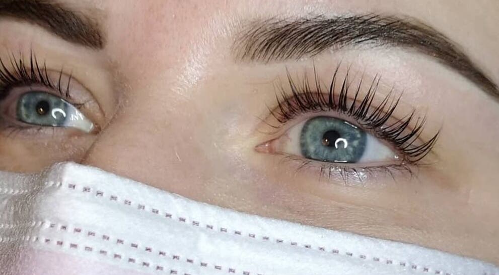 Close-up of styled eyelashes at Sarah Phillips Beauty, Kildare, County Dublin, IE.