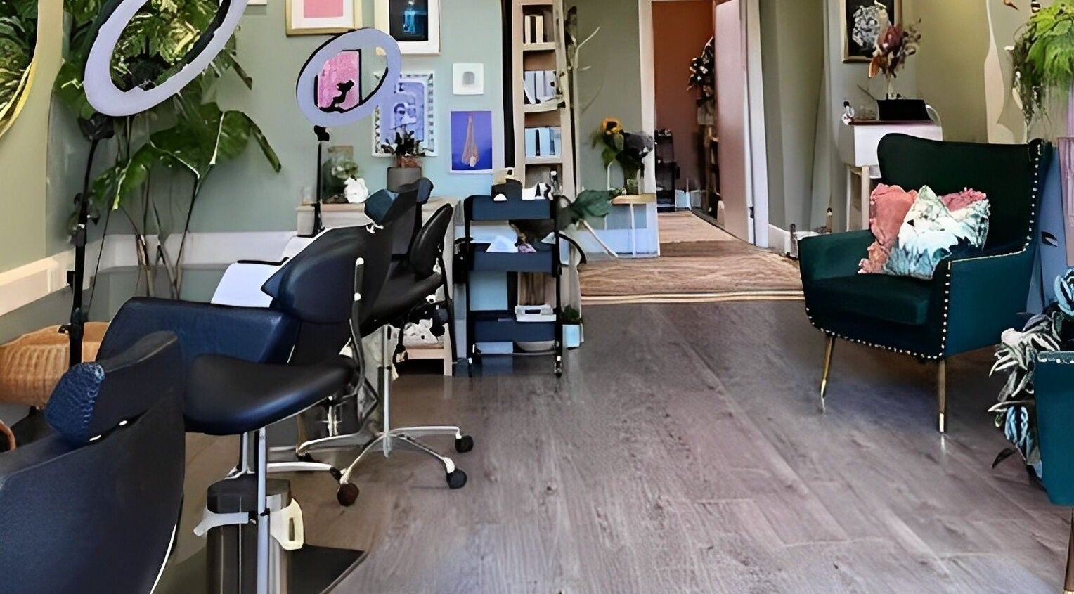 Modern salon interior at Alchemy Lab, Dublin, Dublin, IE showcasing stylish seating and decor.