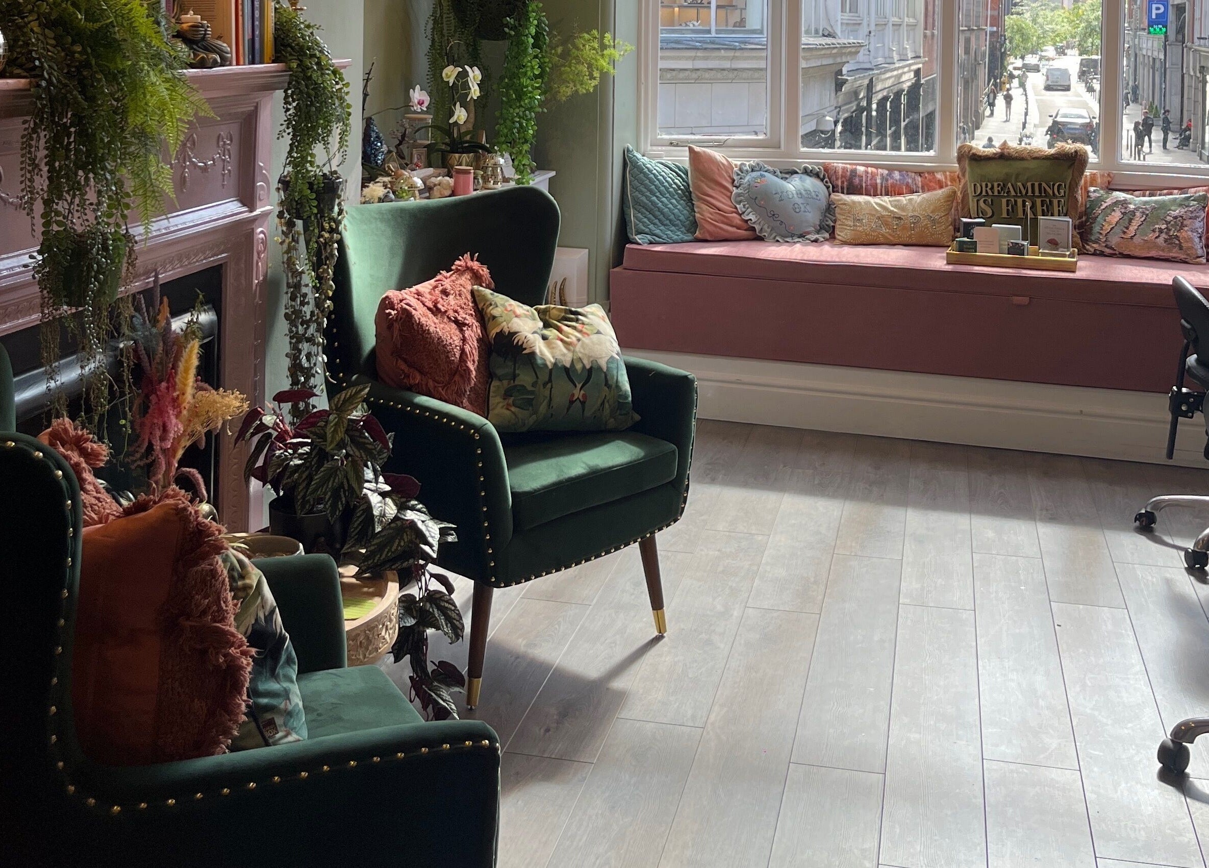 Inviting seating with lush decor at Alchemy Lab, Dublin, Dublin, IE, showcasing a tranquil ambiance.