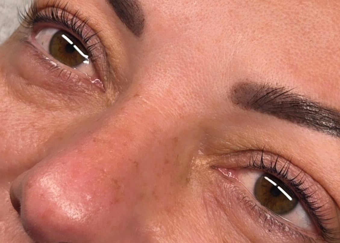 Close-up of expertly microbladed brows at Koda Beauty Studio, Forrestdale, Western Australia, AU.