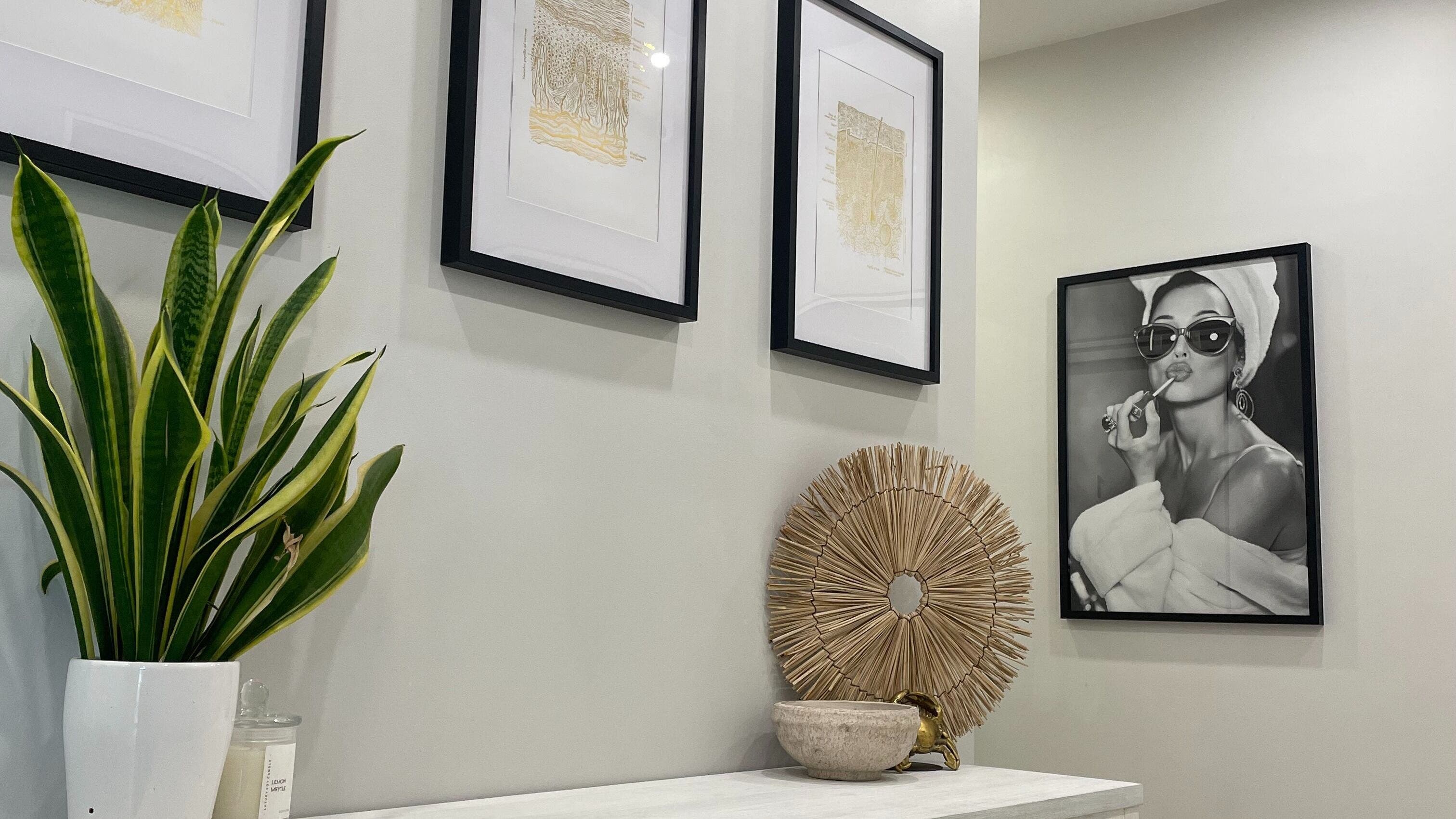 Chic wall art and decor at The Skin Edit - Quinns Rocks, offering a relaxing atmosphere in Quinns Rocks, Western Australia, AU.