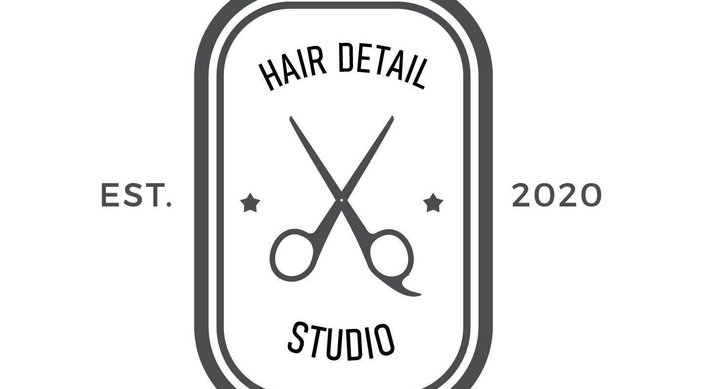 Logo of Hair Detail Studio in Balakong, Selangor, MY with scissors and stars, established 2020.