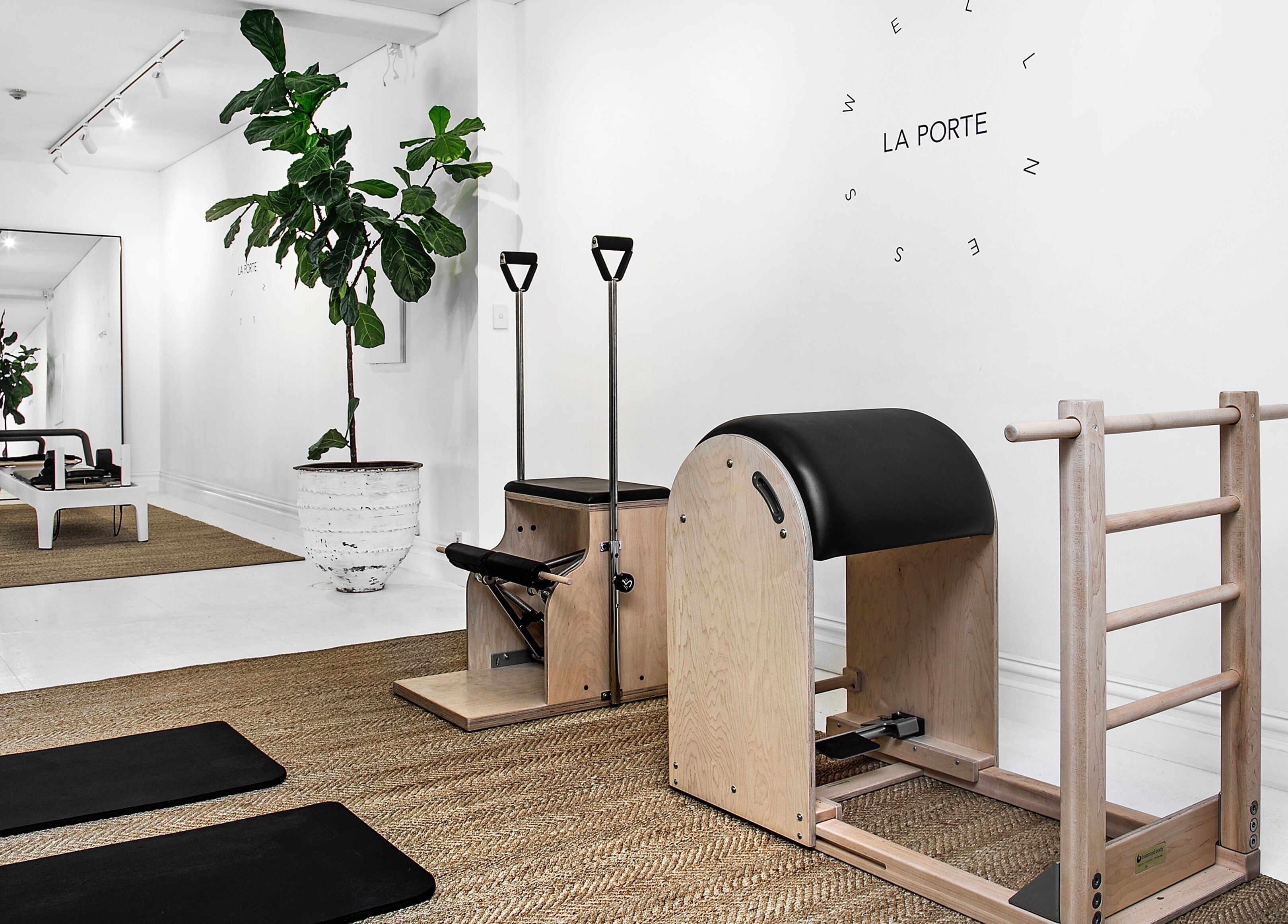 Elegant Pilates studio at La Porte Wellness, Rosebery, New South Wales, AU with modern equipment and serene atmosphere.