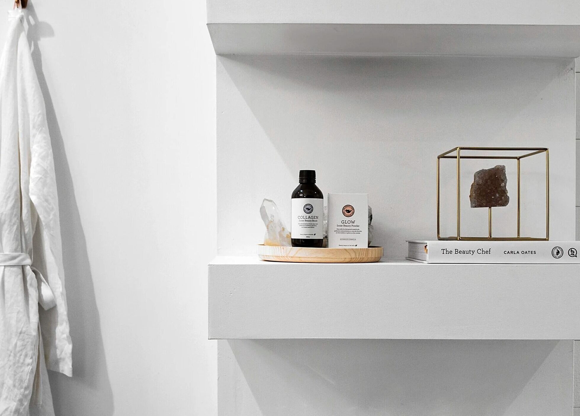 Spa shelf at La Porte Wellness, Rosebery, New South Wales, AU featuring products and decor for relaxation.