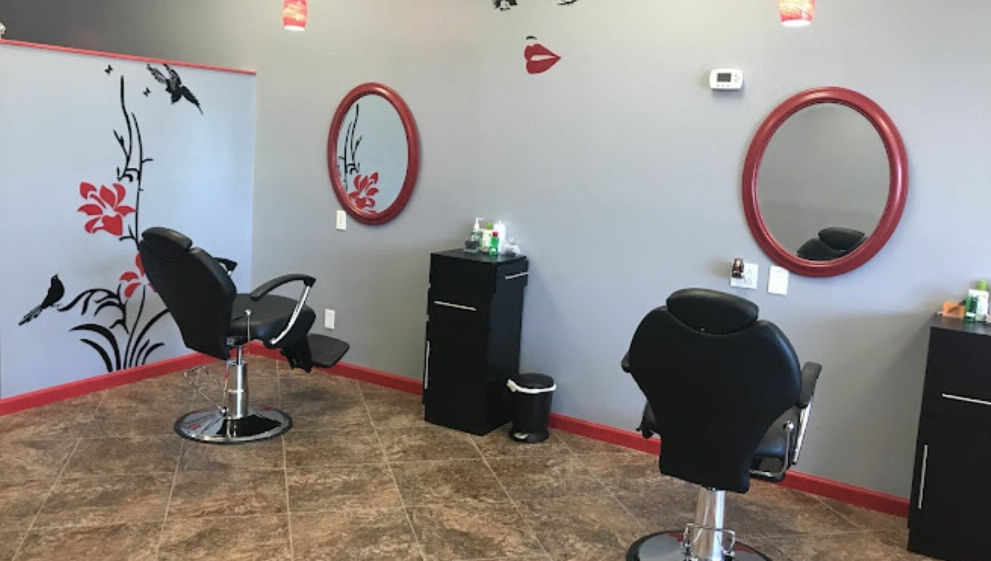 Modern salon chairs and decor at Makeover Planet in Poughkeepsie, New York, US.