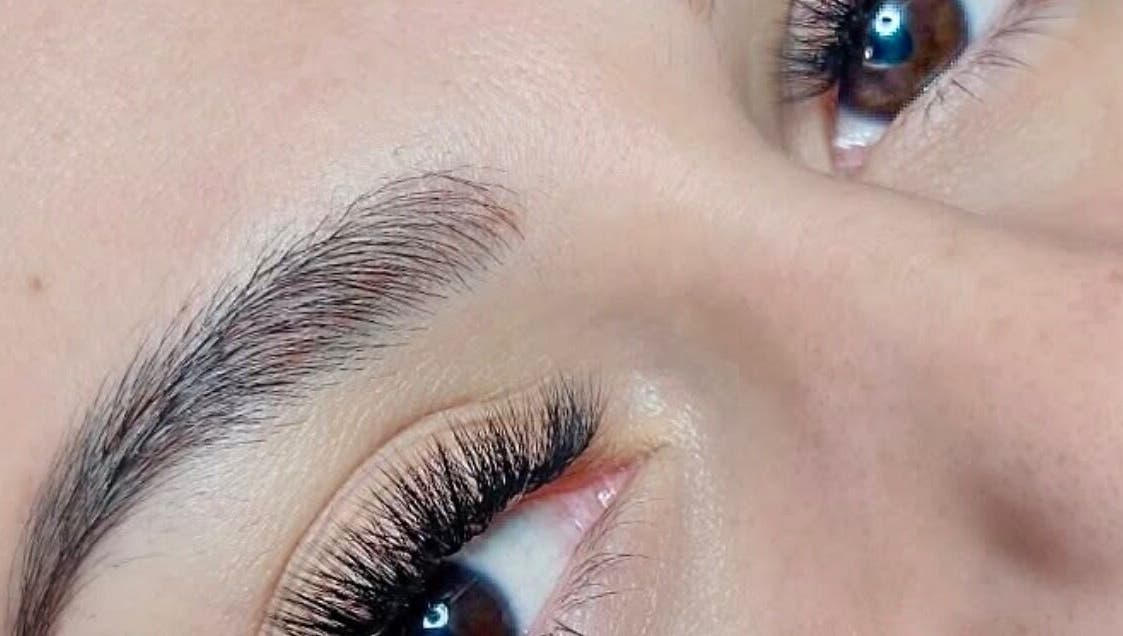 Closeup of expertly groomed lashes and brows at Me Time, Edenvale, Gauteng, ZA.