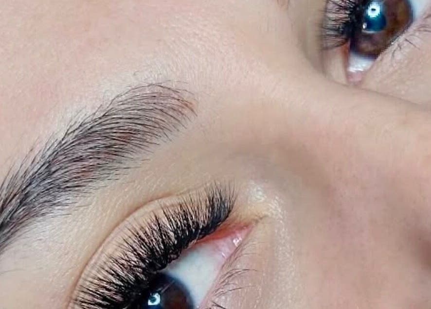 Closeup of expertly groomed lashes and brows at Me Time, Edenvale, Gauteng, ZA.