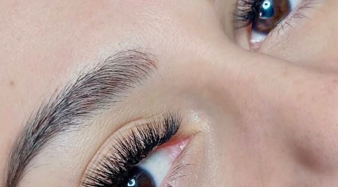 Closeup of expertly groomed lashes and brows at Me Time, Edenvale, Gauteng, ZA.