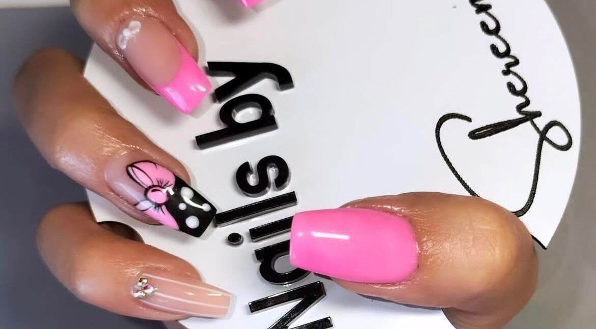 Vibrant pink nail art showcasing creative design from Me Time, Edenvale, Gauteng, ZA.