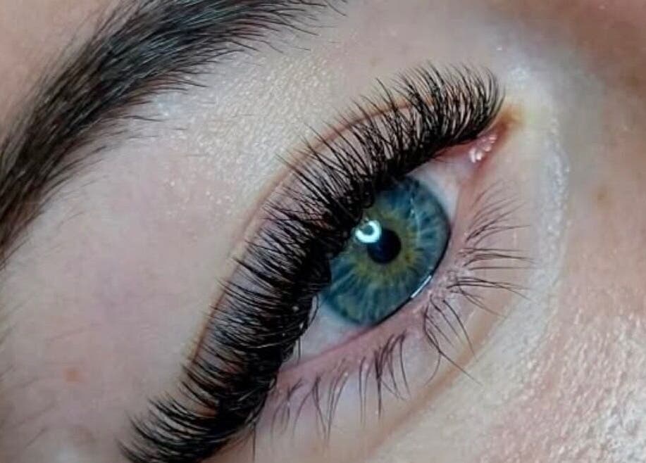 Close-up of expertly applied eyelashes at Me Time in Edenvale, Gauteng, ZA, showcasing beauty perfection.