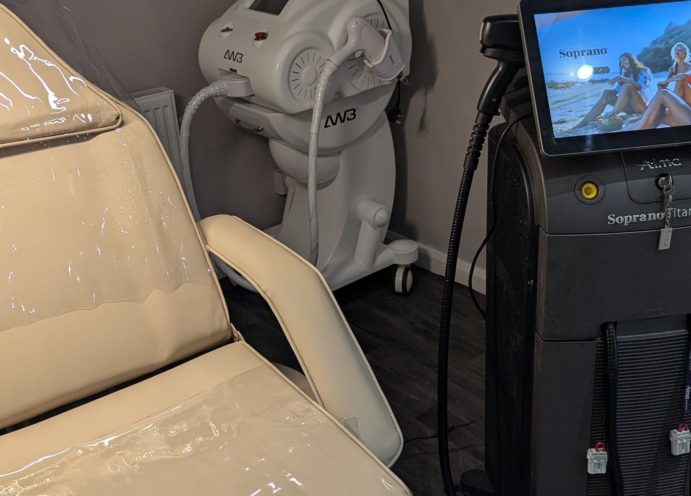 Advanced beauty equipment setup at The Laser Clinic, Halifax, England, GB for premium skincare treatments.