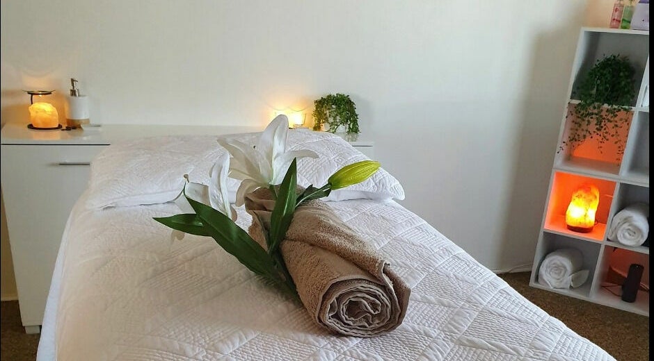 Serene massage room at Tranquility Skin and Body Therapy, Tumut, New South Wales, AU, with calming decor.