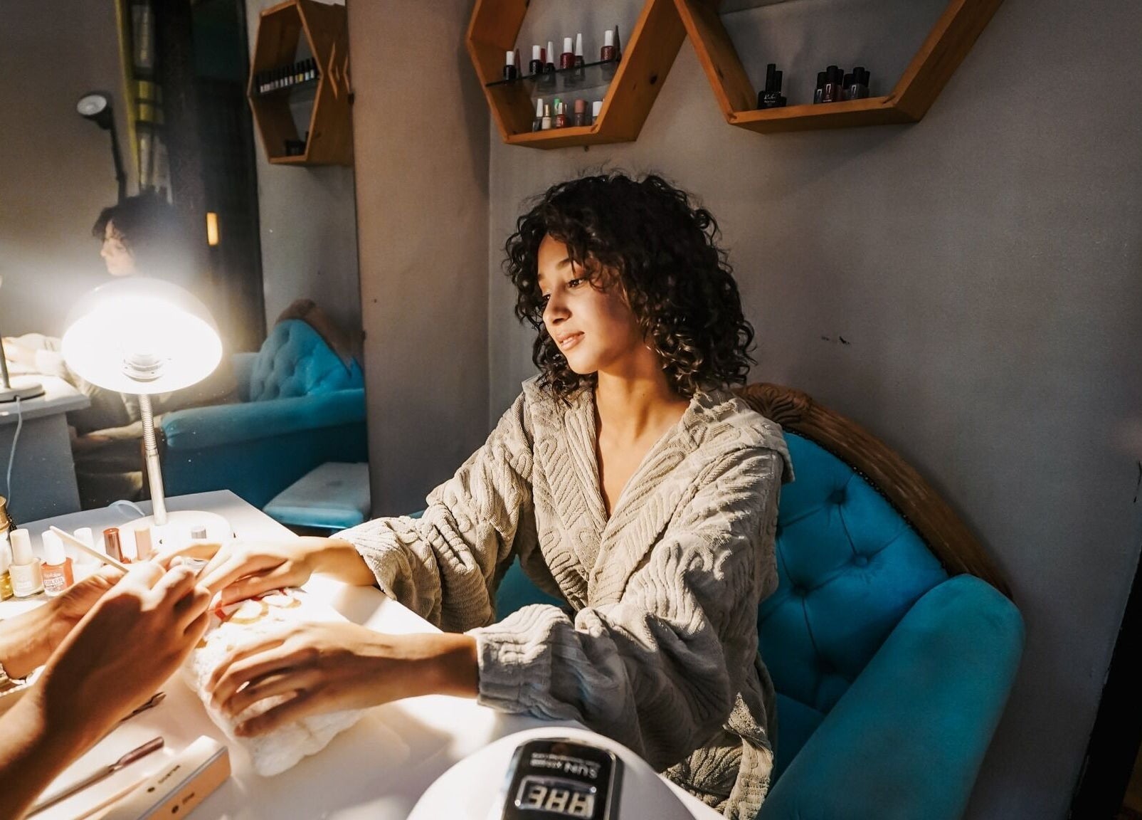 Woman enjoys manicure at Spa Les Borjs de la Kasbah in Marrakesh, Marrakesh-Safi, MA.