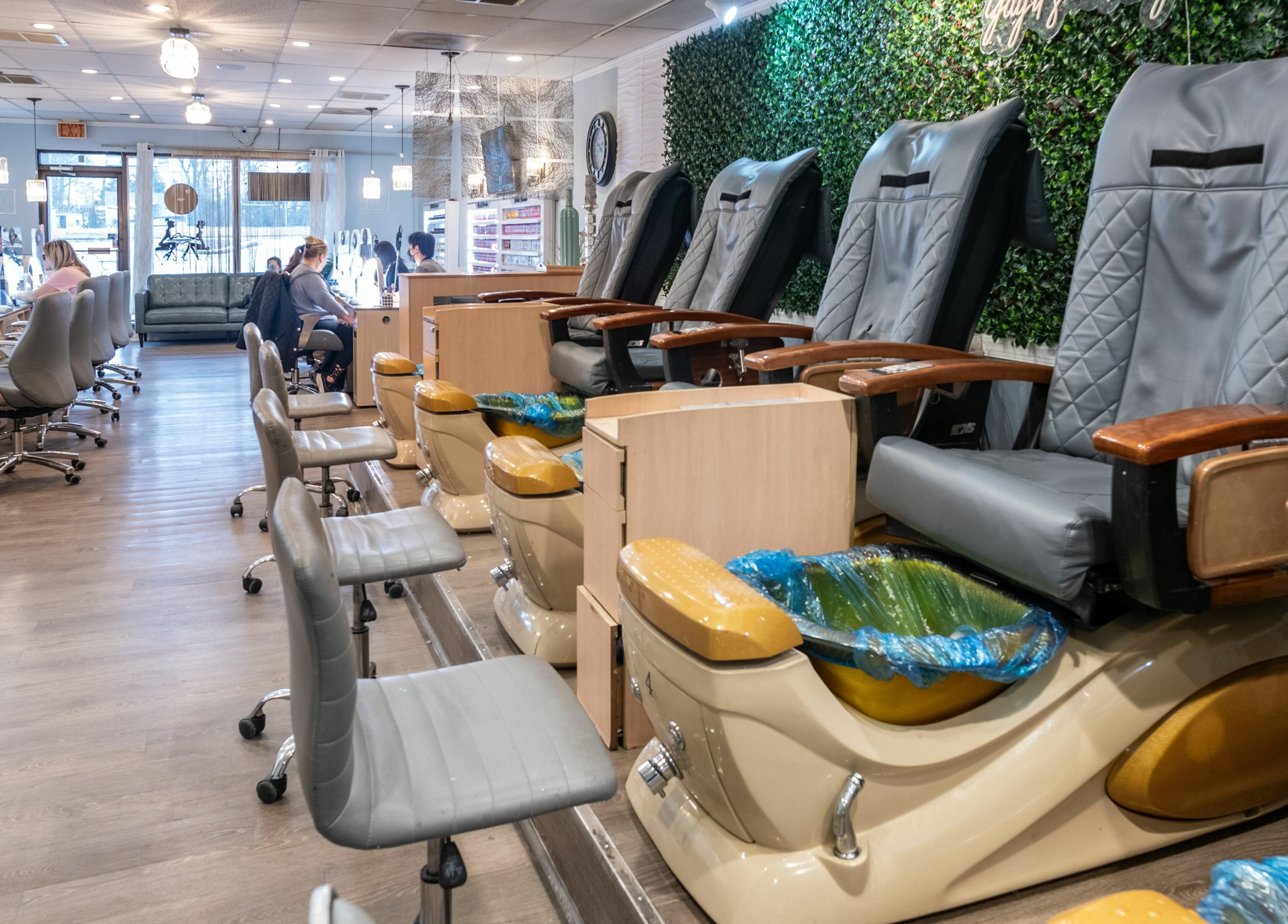 Relaxing pedicure chairs at Nj Image Nails in Toms River, New Jersey, US, offering luxurious spa services.