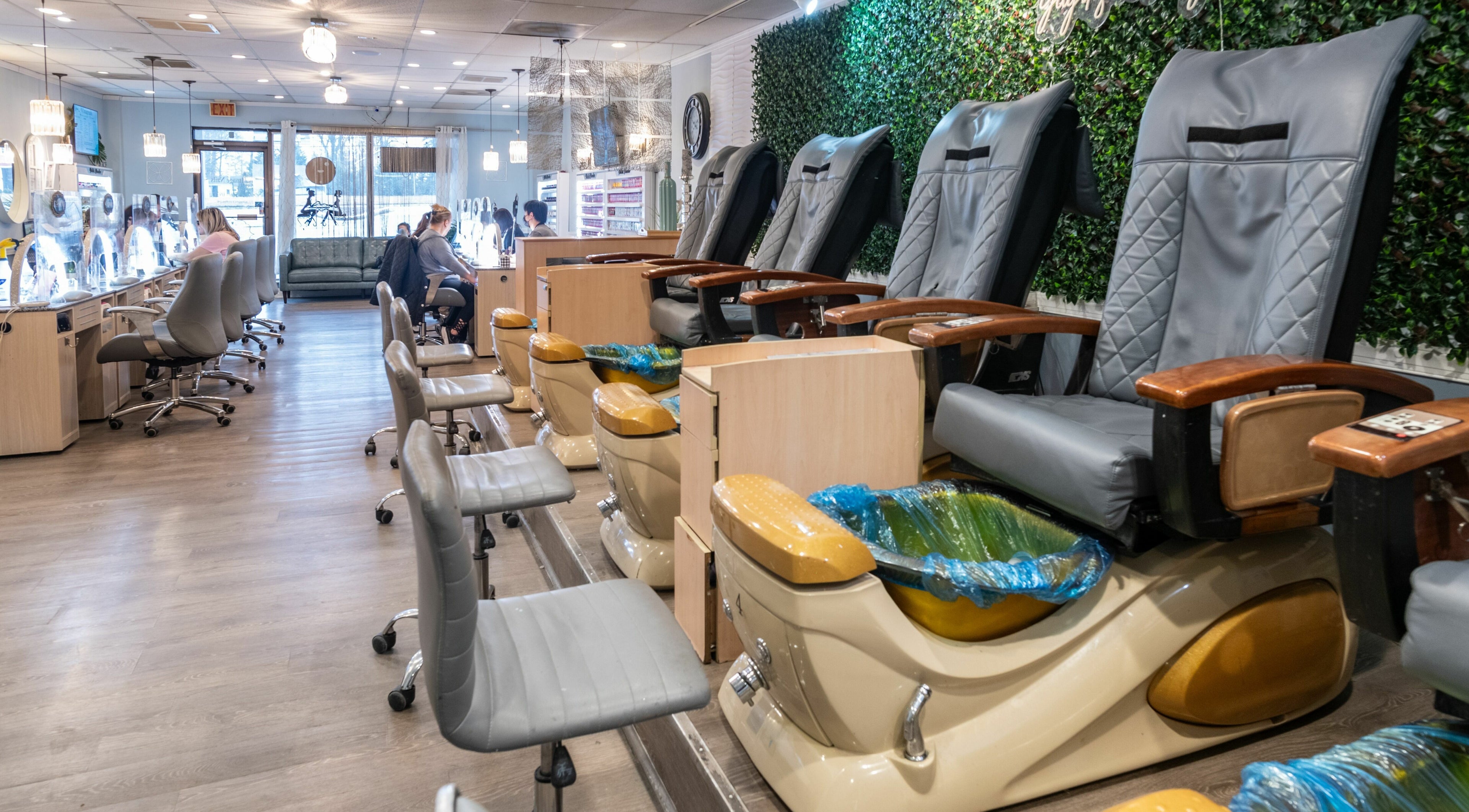 Relaxing pedicure chairs at Nj Image Nails in Toms River, New Jersey, US, offering luxurious spa services.