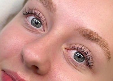 Close-up of eyelash extensions at Little Lash Lab, Melbourne, Victoria, AU.