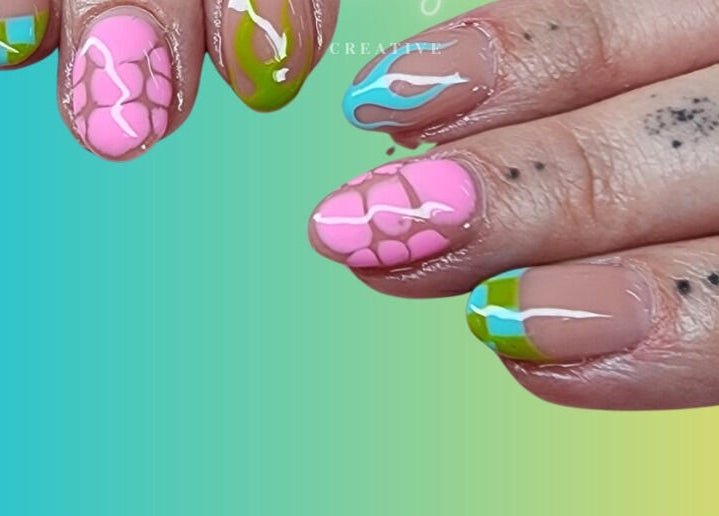 Colorful nail art at With Grace Creative - Nails & Education in Rangiora, Canterbury, NZ.